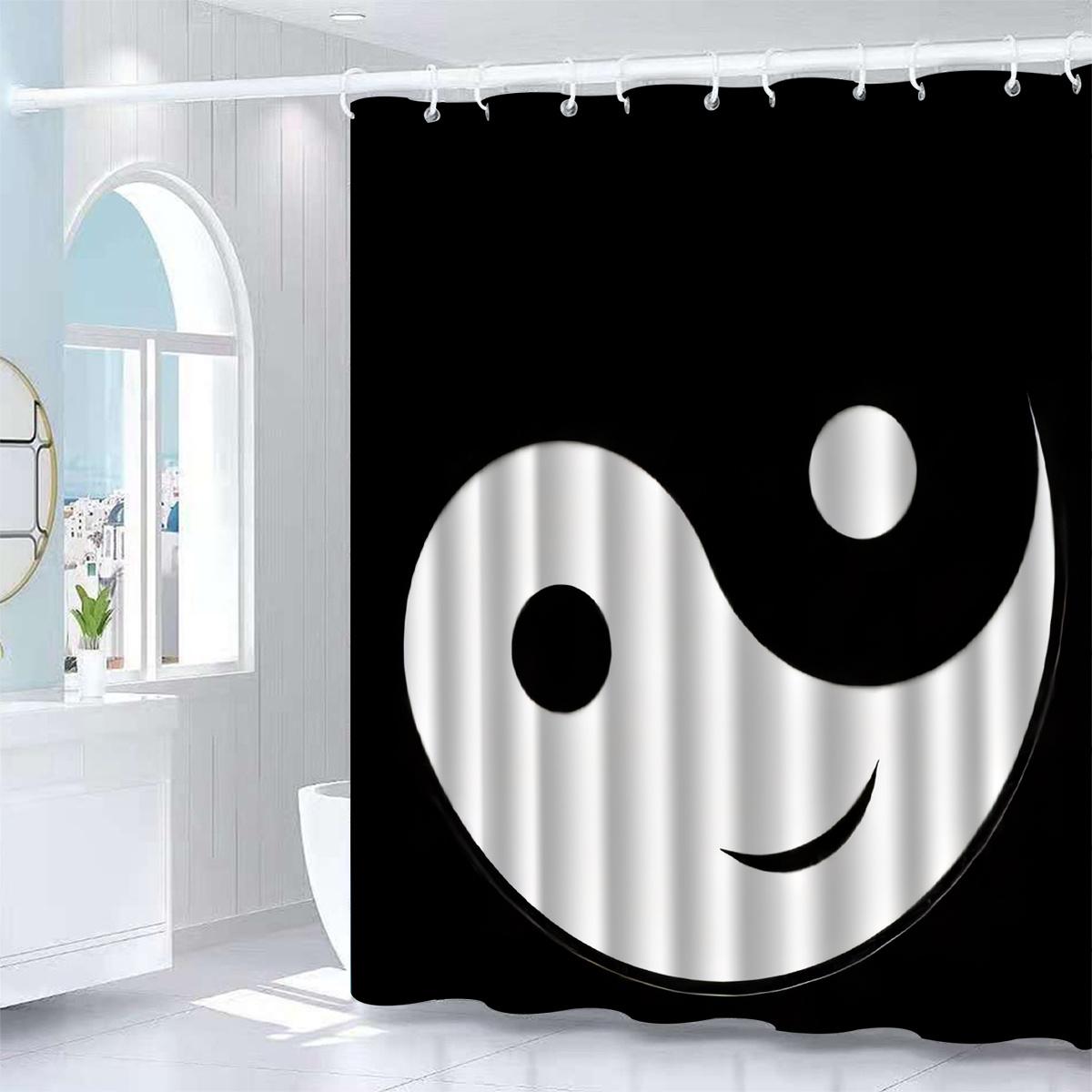 

1 Piece Of Bagua Print Shower Curtain, Polyester Fabric, Machine Washable, Suitable For Bathroom Decoration W60H190(CM)-1 Pcs