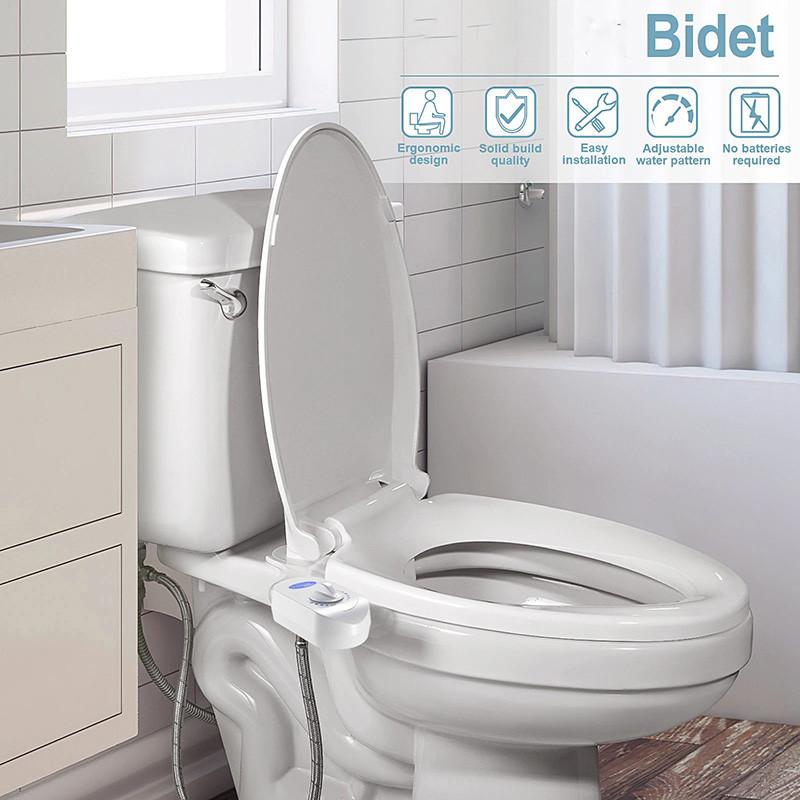 Bidet nástavec WC sedátko Dvojitá tryska Spirála Nastavitelný tlak vody Neelektrický rozprašovač zadku s hadicí