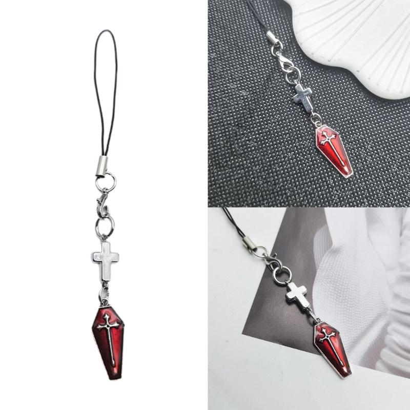Cross Coffin Phone Chains Women Chain Cellphone Pendant Phone Chains Anti-Lost Lanyard Phone Jewelry for Women Girls