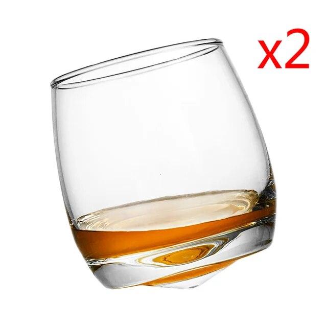 

Ocean Gyro Rotated Crystal Whiskey Glasses Heteromorphic Cone Bottom Whipping Top Tilt Whisky Rock Glass Brandy Snifter Tumbler