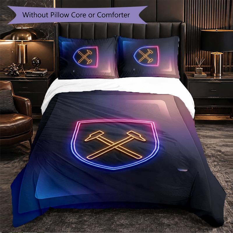 West Ham United Calcio Set Biancheria da Letto 3 Pezzi Morbido Set Copripiumino con Federe Set Decorazione Camera da Letto per la Casa