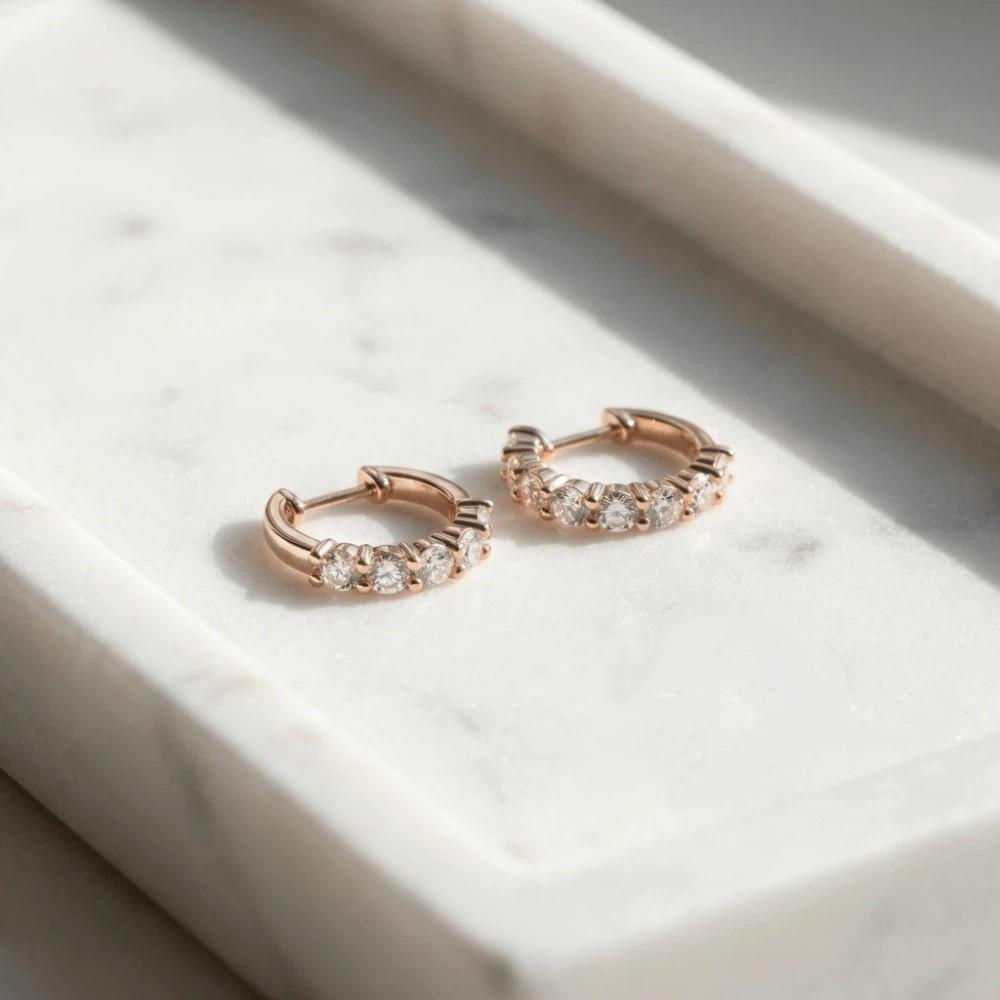 Minimalist Crystal Studded Earrings Temperament Plain Round Earrings Zircon Ear Stud  Wedding