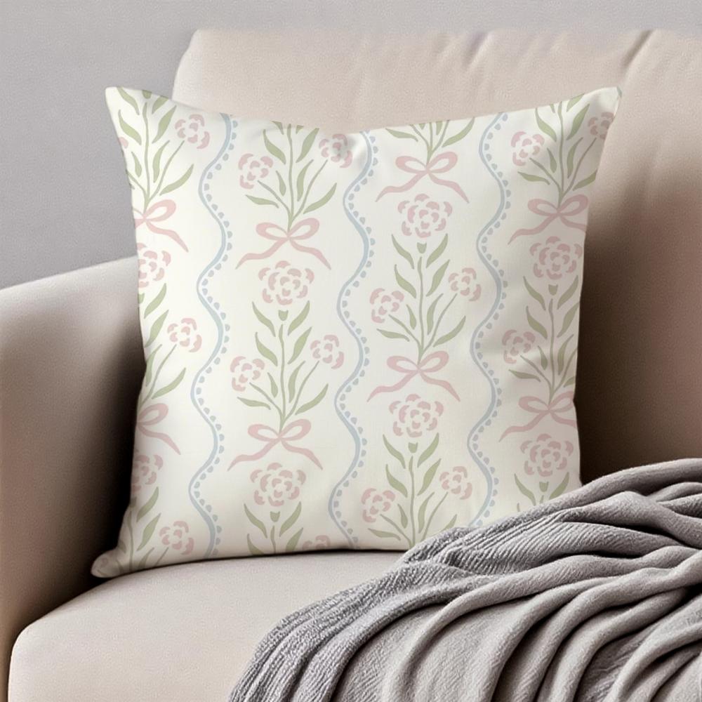 Tea Break Floral Cushion Cover Pillowcase Antidustmite Invisible Zipper Short Plush Sofa Cushion