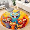 1PC Cat Family Office Round Area Rug,  Mat Suitable ForOffice, Under Office Chairs Bedroom Living Room Home Decor, Room Deco