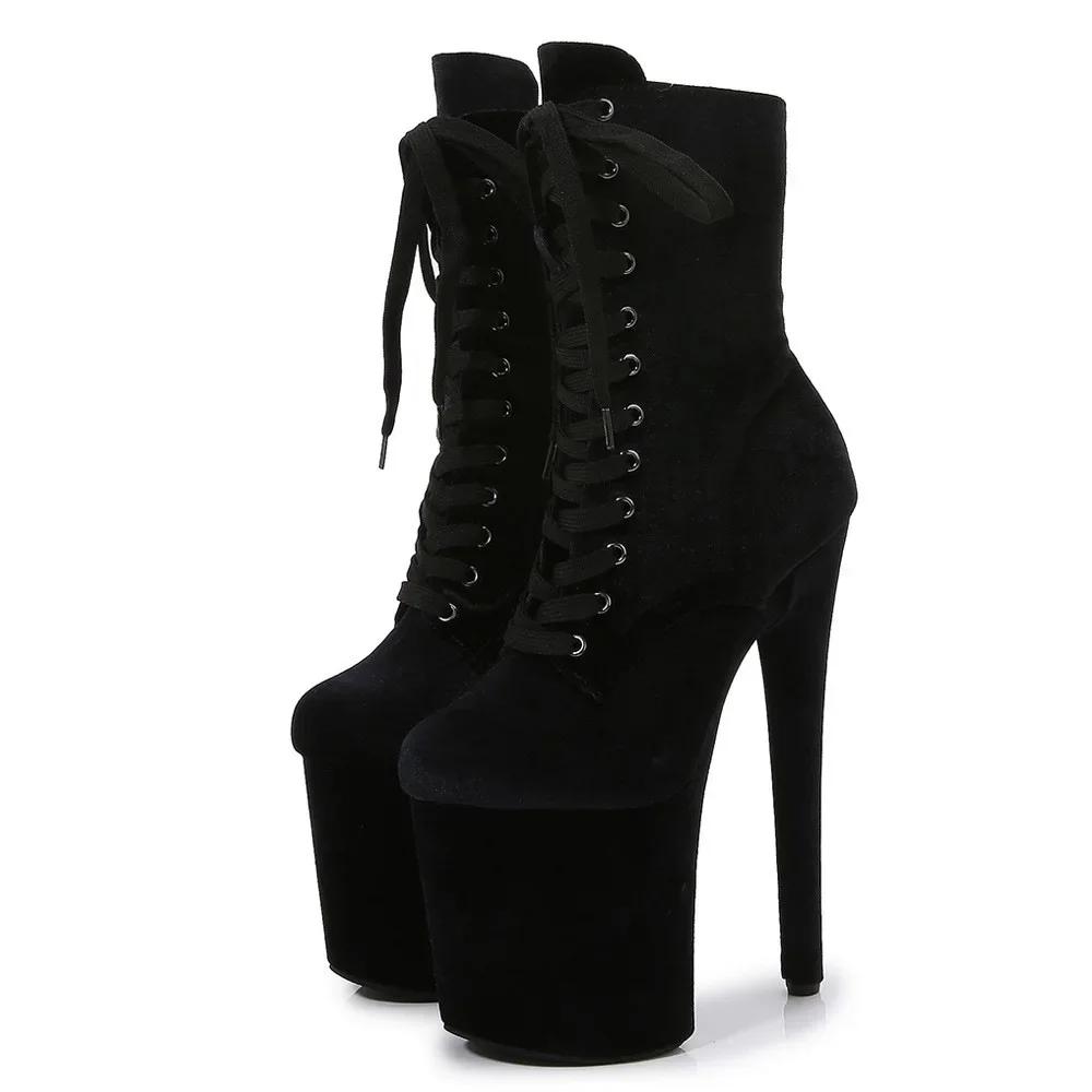 Fashion Top Sale 20CM Corduroy Surface Platform Women Shoes High Heeled shoesCustom Colors Boots Erotic Lap Pole Dancing Ankle Boots