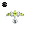 F136 Titan Marquise Blume Piercing Schmuck - Intern Gewindestecker für Ohr, Lippe, Nase, 1,2/1,0mm Dicke