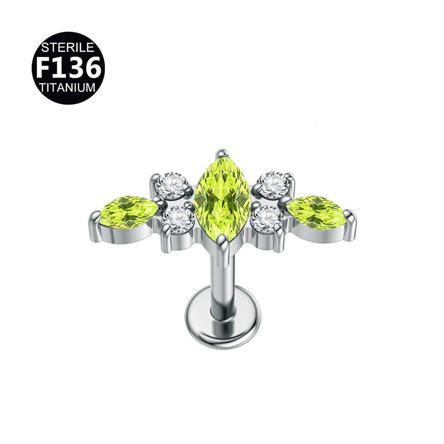 F136 Titan Marquise Blume Piercing Schmuck - Intern Gewindestecker für Ohr, Lippe, Nase, 1,2/1,0mm Dicke