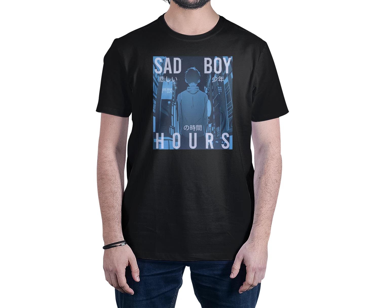 

Sad Boy Hours Anime Style Graphic Art Novelty Tee Fine T shirt 2XL