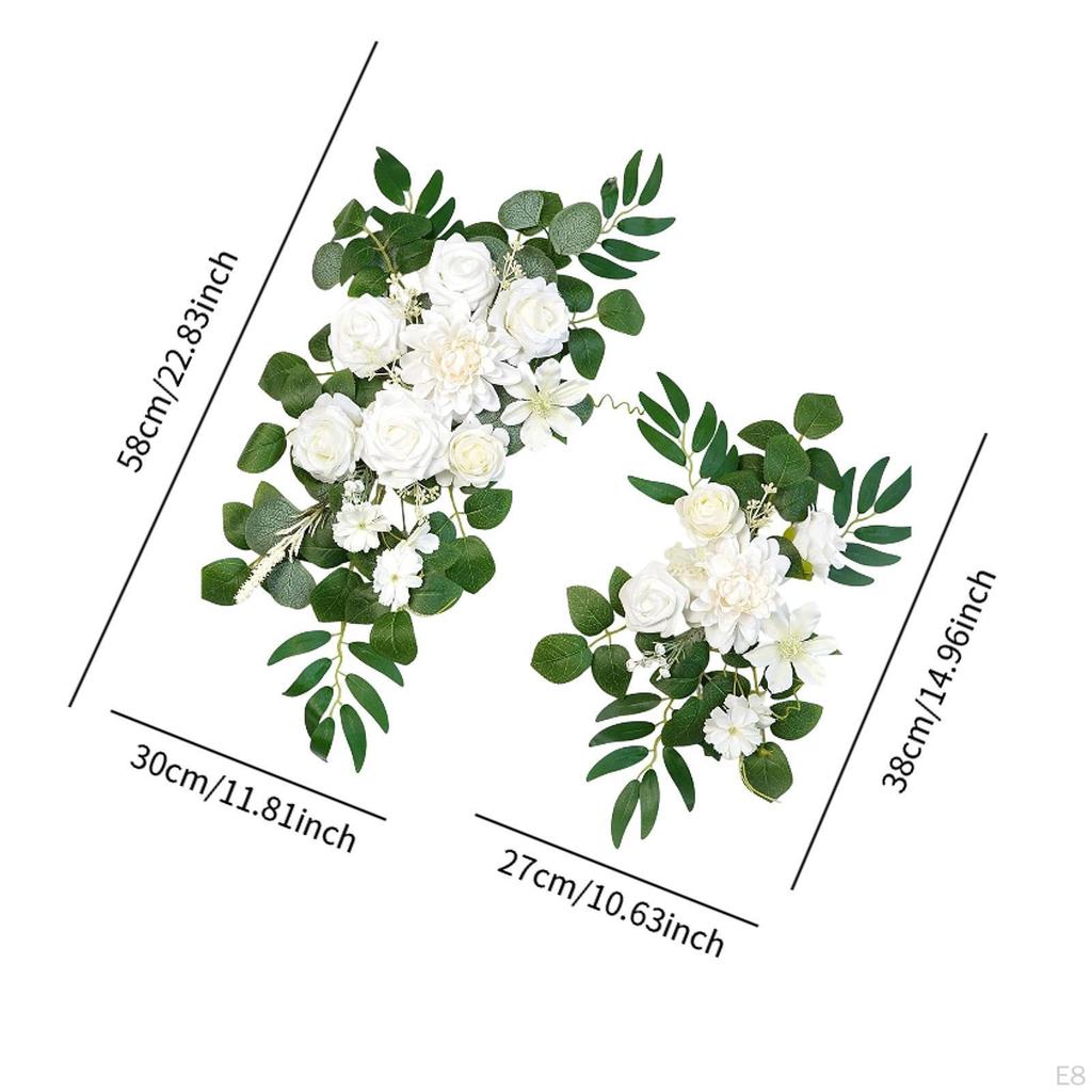 2 Pieces Floral Swag for Wedding Arch with Artificial Flowers