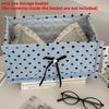 Large Polka Dot Quilted Rectangular Storage Basket With Nylon Material For Home Organization