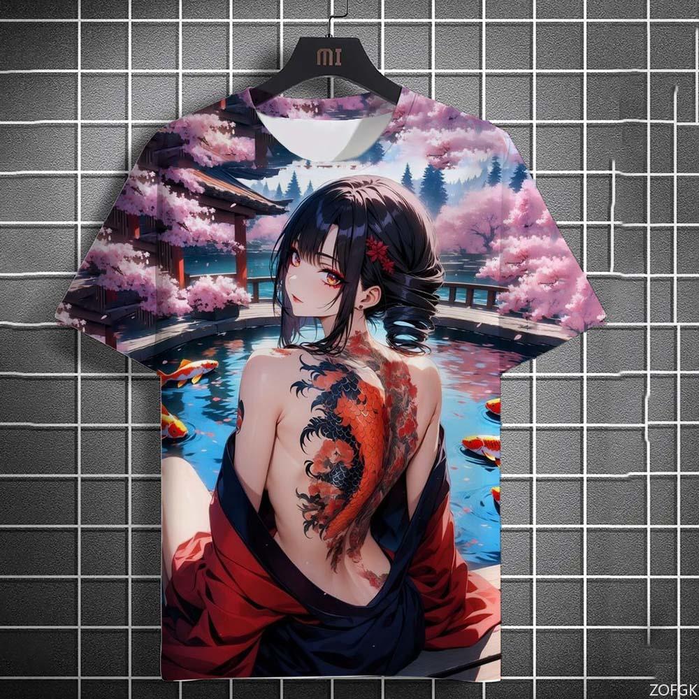 Tattoo Girl Pattern Men's T-Shirt Cartoon 3d Printed Oversized Sweatshirt For Men Bad Girl Harajuku Top Short Sleeve T Shirts