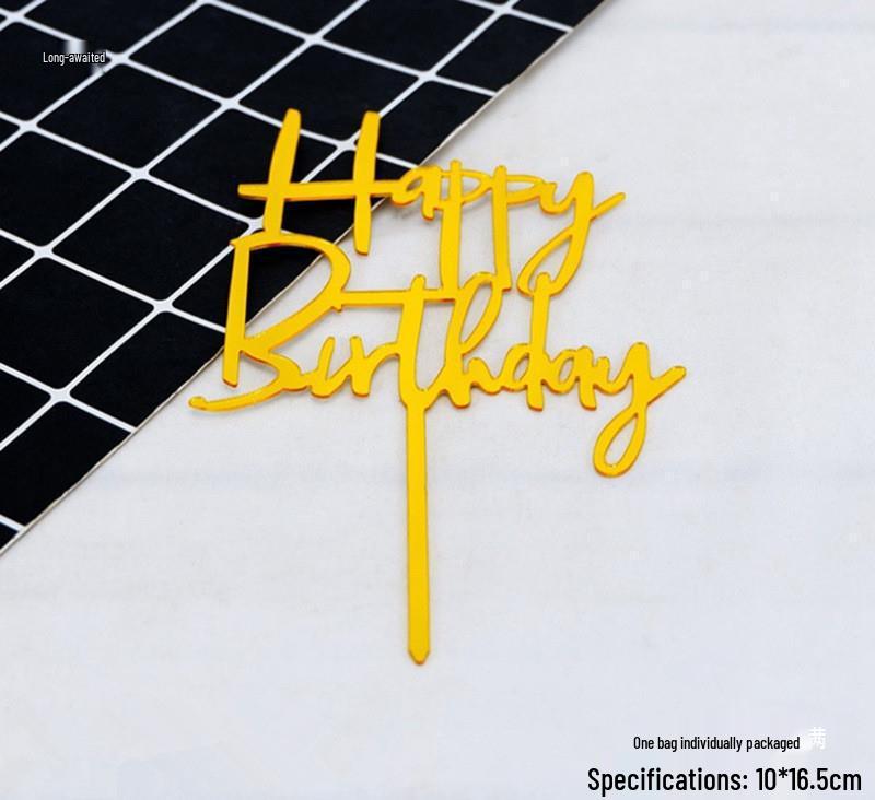 Gold & Black Mirrored Acrylic Cake Topper