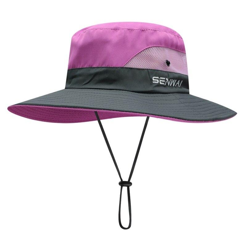 Womens UV Protection Wide Brim Sun Hats - Cooling Mesh Ponytail Hole Cap Foldable Travel Outdoor Fishing Hat