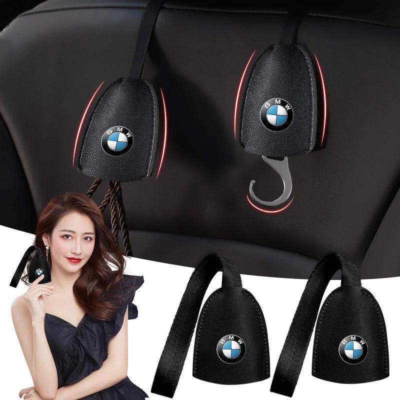 1/2pcs Leather Car Seat Back Hooks Portable Hanging Bag Rack For BMW E30 E34 E36 E39 E46 F10 F13 M Performance X1 F48 X3 X4 X5