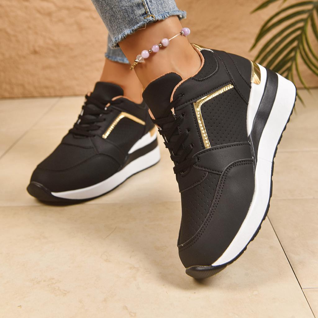 Fashion Female Thick Bottom Breathable Mesh Sneakers Trainers 2025 Women Wedge Shoes Ladies Casual Increase Women Shoes Hide Heels Shoes