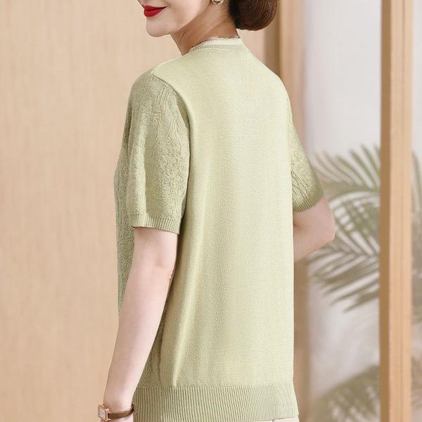 Mom's Summer Ice Silk Short-Sleeve T-shirt for Women 50+