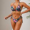 Ensemble Bikini 3 Pièces Femme Cache-Maillot Maillot de Bain Femme Imprimé Floral String Plage Vêtement de Plage Jupe Sexy Maillot de Bain Été