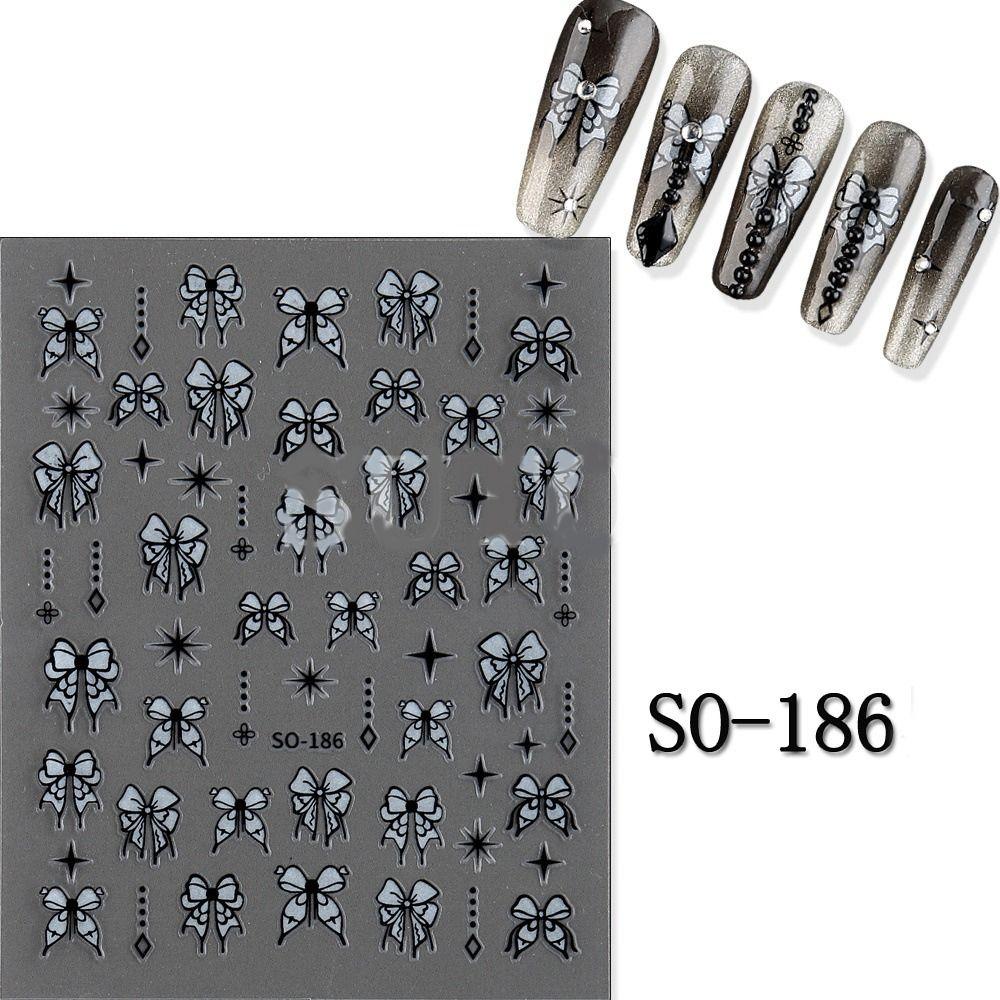 3D Charm Black White Flower Floral Petal Nail Decoration DIY Nail Art Stickers  for Nails
