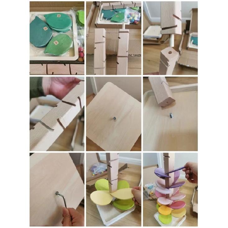 High Quality Rainbow Music Sounding Trees Wooden Petals Assembly and  Marble Run Balls Tracking Kids Educational Toys