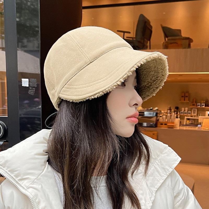 Women S Lamb Fleece Thick Short Brim Warm Winter Baseball Cap