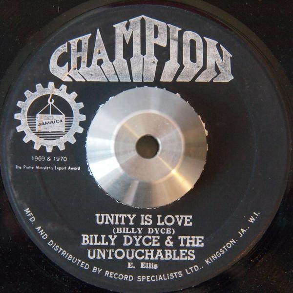 

7inch Record BILLY DICE UNTOUCHABLES CHARLIE Unity Is Love Harder They Come NONE Champion 1972 Jamaica Reggae Ska Dub Used