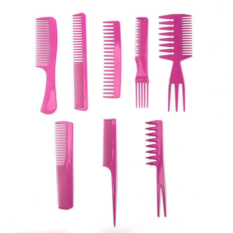 Retro Hairdressing Comb Set: 8-Piece Wide-Tooth & Oil Combs for Home Haircuts