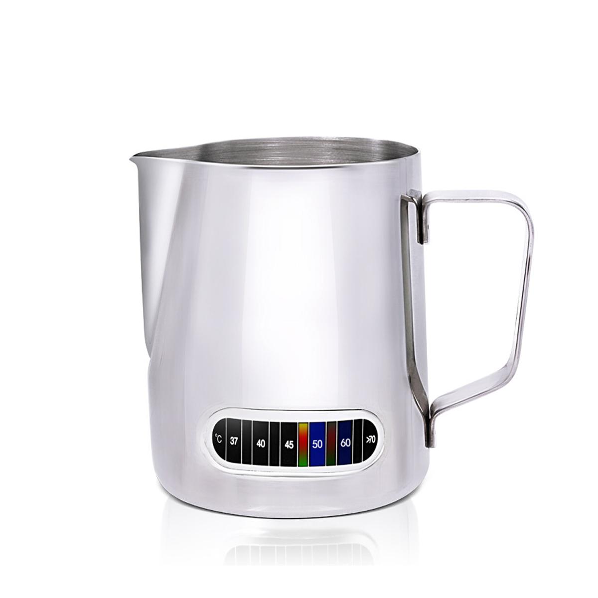 

Кувшины для вспенивания молока Leeseph со встроенным термометром, кувшин для латте-арта из нержавеющей стали, сливочники, кувшины для эспрессо, 20 унций (600 мл) 600ml серебряный