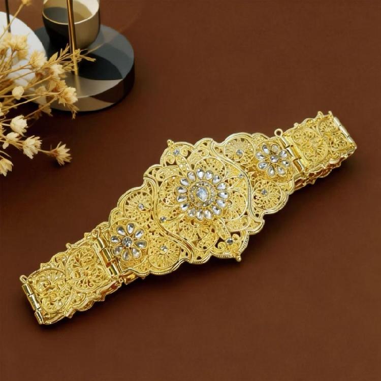 Sturdy Engraved Metal Belt Showcasing Exquisitely Caucasian Folk Art Design Celebration Girdle For Most Ages