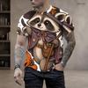 Men Plus Size Round Neck Short Sleeve T Shirt Printed Cute Cartoon Raccoon Witch Pattern