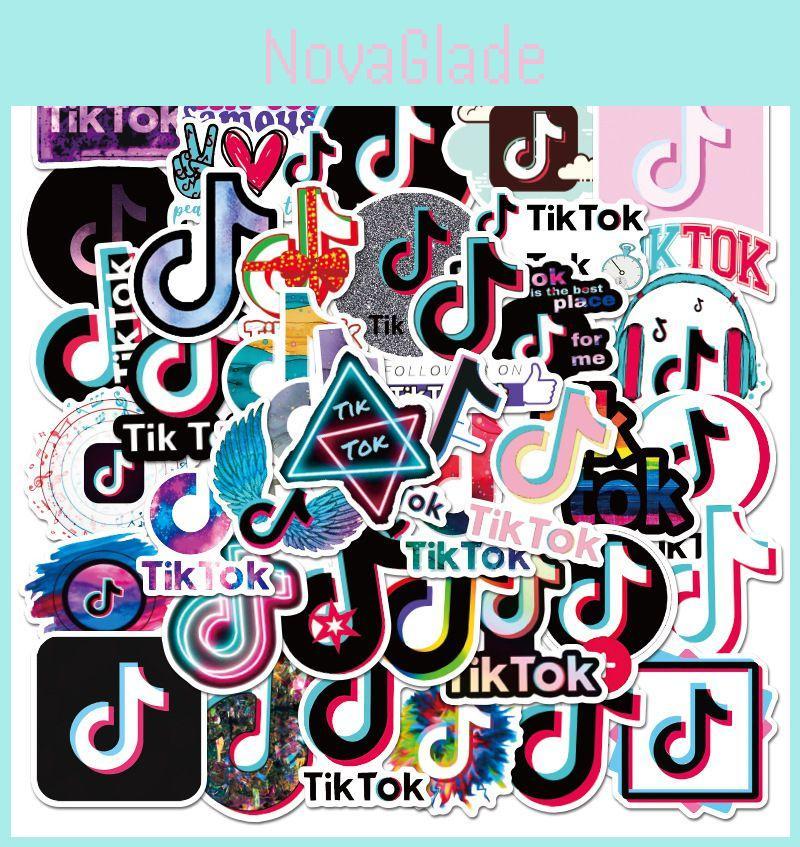 50pcs Waterproof Multi-color Tiktok Short Video App Logo Stickers For Creative Decor