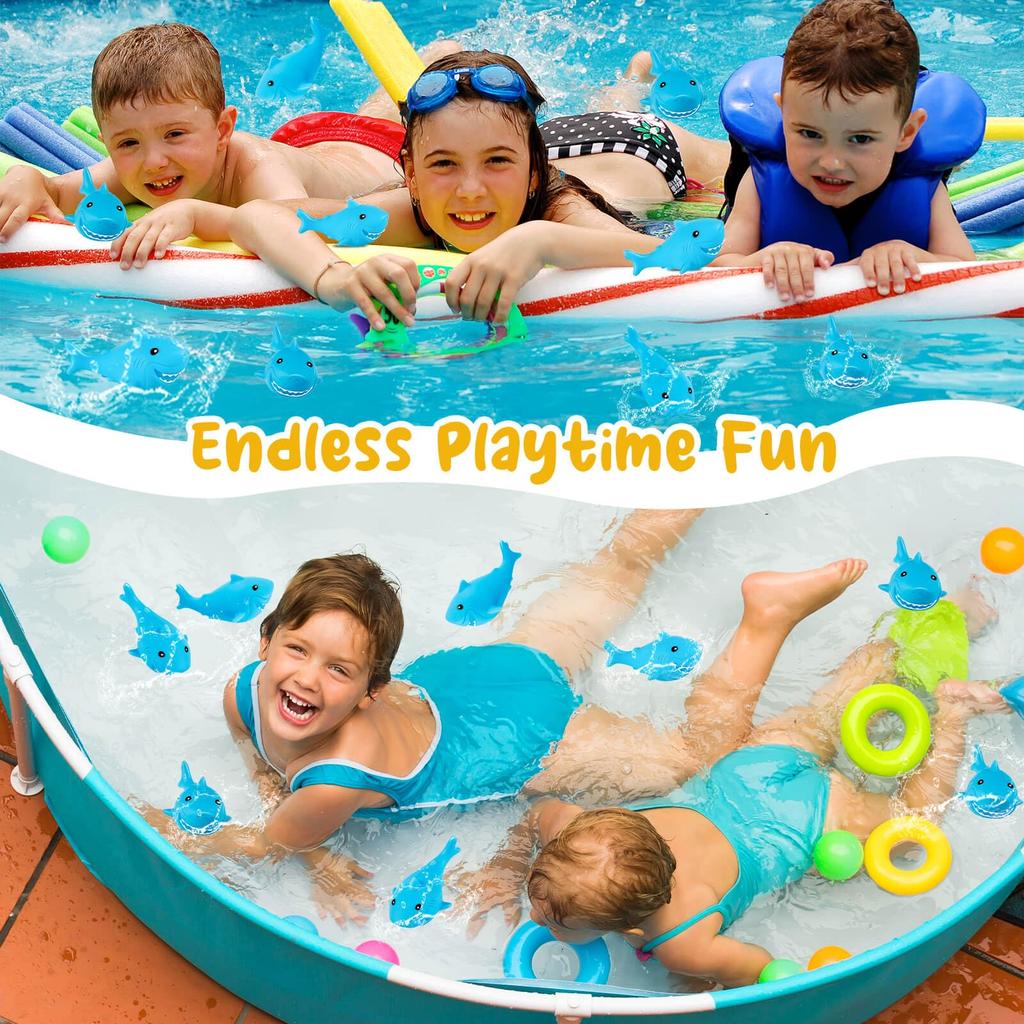 20-100pcs Blue Shark Bath Toy Floating Squeezing Mini Rubber Shark Classroom Carnival Prize Designed For Children Birth Date Celebration Favor