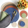 6pcs Round Braided Placemat Woven Placemats Anti-Slip Dining Table Mats Non-Slip Tableware Bowl Pads Kitchen Table Mats Party Christmas Everyday Use
