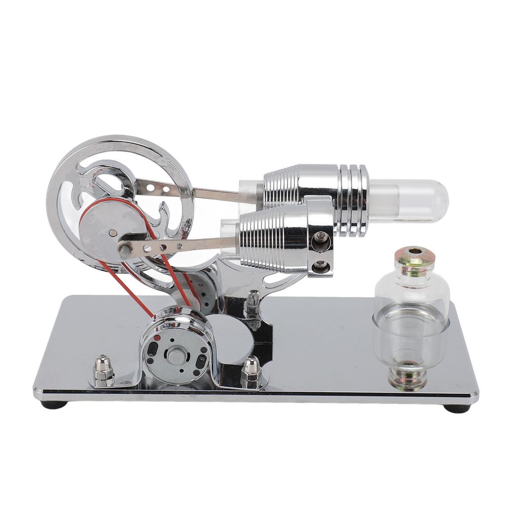 Sterling Engine Model with LED Bulb and Flywheel Stirling Engine Motor Model Educational Toy Electricity Power Generator
