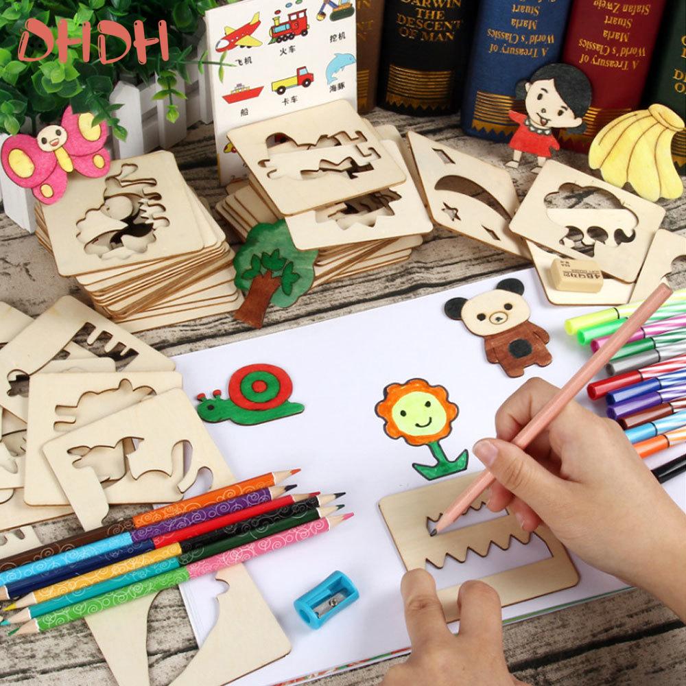 DHDH Baby Toys School Paint Tools Educational Coloring Book Paint Learning Coloring Board Drawing Board Wooden Drawing Toys