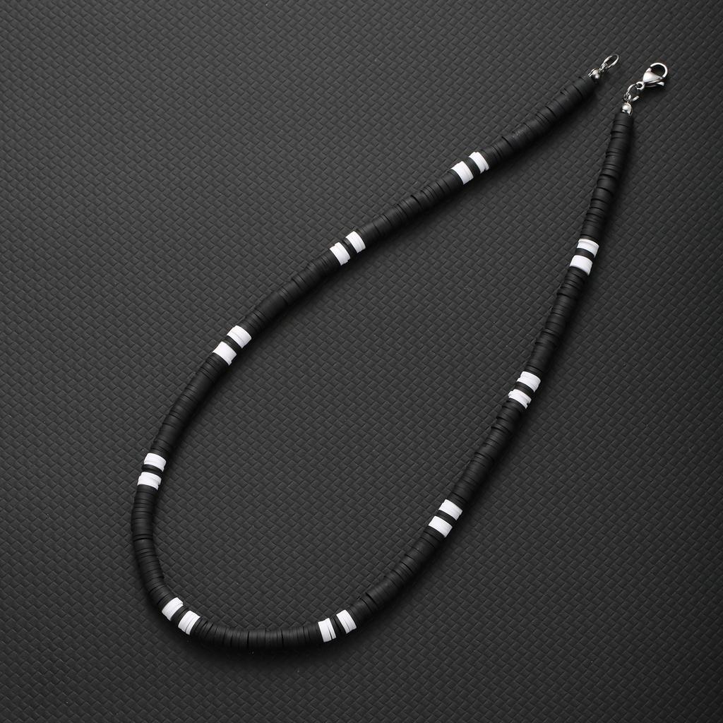 Collar Hombre Bohemia White Black Soft Polymer Beads Necklace Men Collier Homme Male Necklace for Men Women Collana Uomo