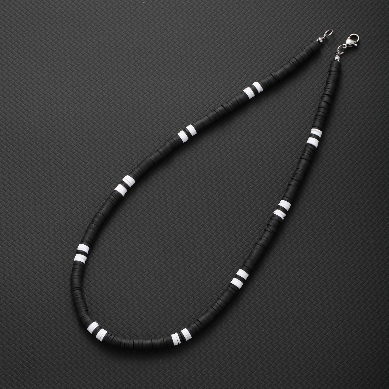 Kragen Mann Böhmisch Weiß Schwarz Weiche Polymerperlen Halskette Mann Collier Mann Männliche Halskette für Männer Frauen Collana Uomo black