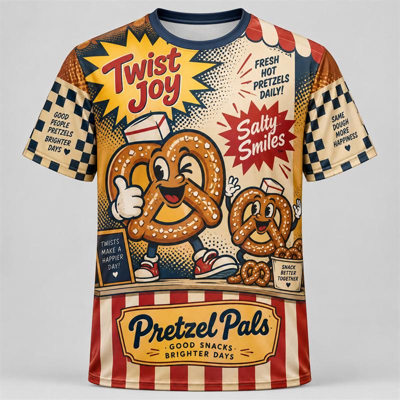 Funny Food Cartoon 3D Print T Shirt Men Women Fries Donut Boba Taco Pretzel Ice Cream Hot Dog Popcorn Cupcake Sushi Summer Tee