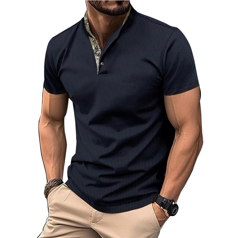 Summer Men's Short Sleeve Tops Waffle Lapel Camouflage Polo Shirt Plus Size Polo Shirt Men's Casual T-Shirt Tops