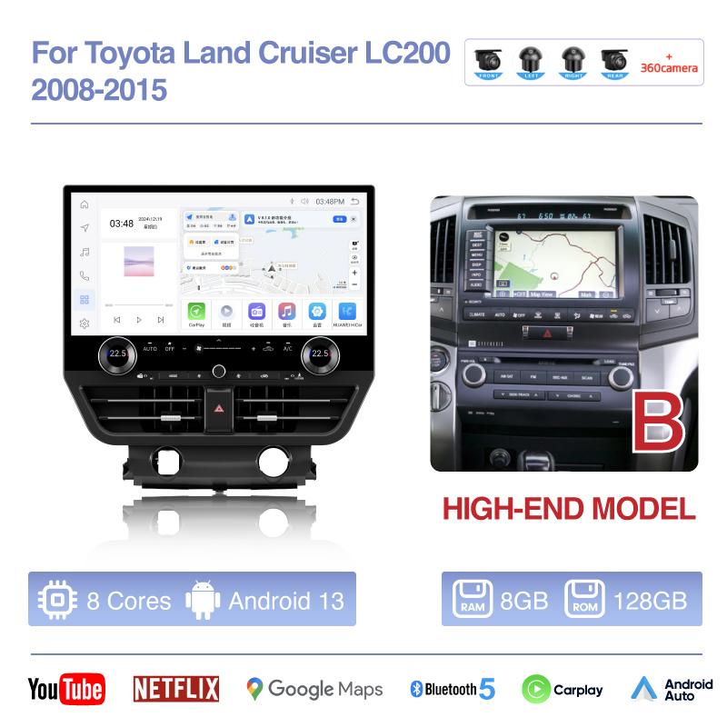 19.8" Carplay For Toyota Land Cruiser LC200 2008-2015 Car Multimedia Video Player GPS Navigation Radio Android Auto 4G 360camera