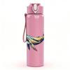 1PC Jumping Dolphin Sea Animal Silhouette Print 750ml Color Plastic Sports Water Bottle Leakproof Flip Straw Lid Suitable for Sports Office Home Use