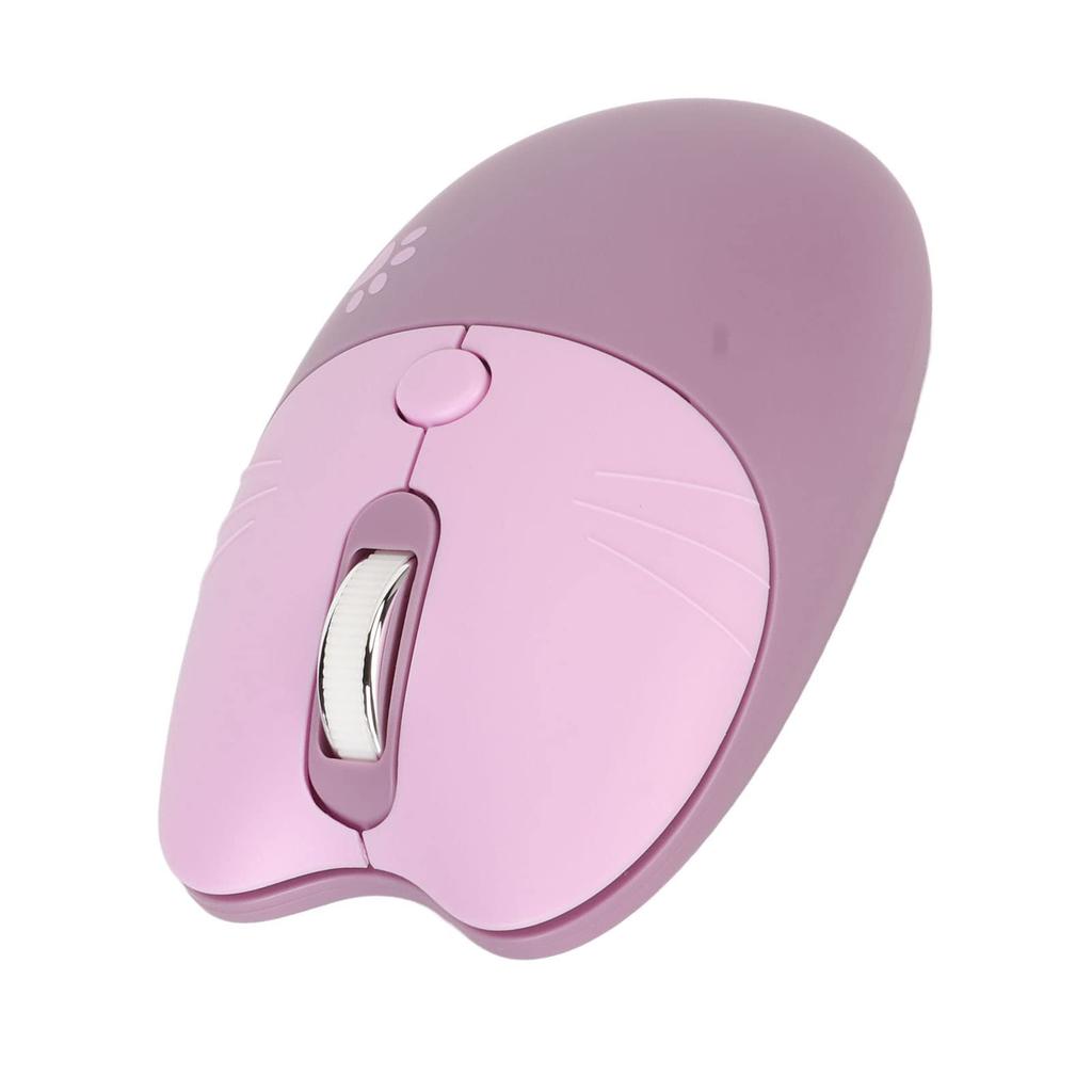 Cute Cat Wireless Mouse Mute USB Receiver Cute Portable DPI Mouse for Laptops 3-Level (Purple)