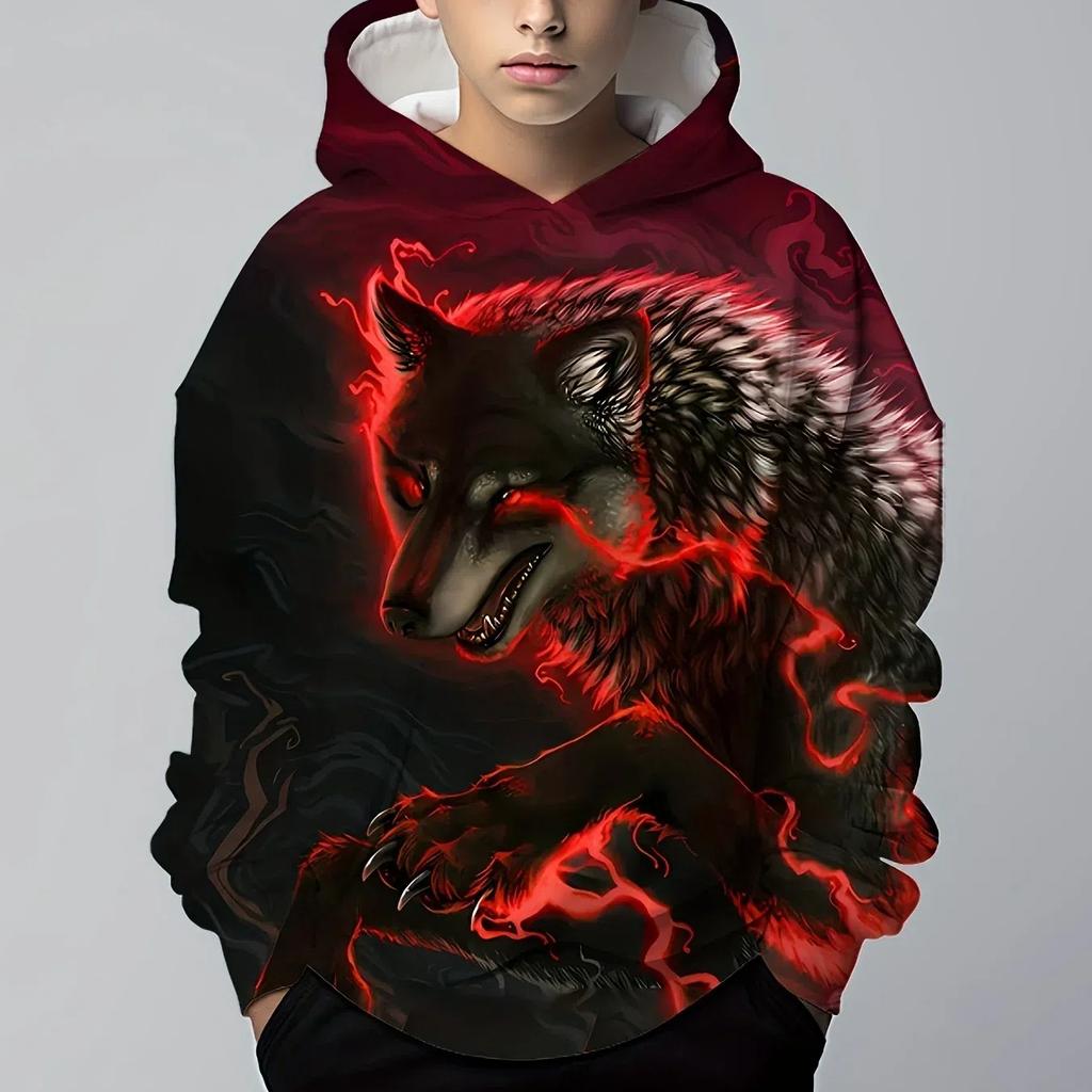 Womens Casual Geometric Horse Print Long Sleeve Drawstring Pullover Tops, Ethnic Style Hooded Sweatshirt Plus Size Women Clothin