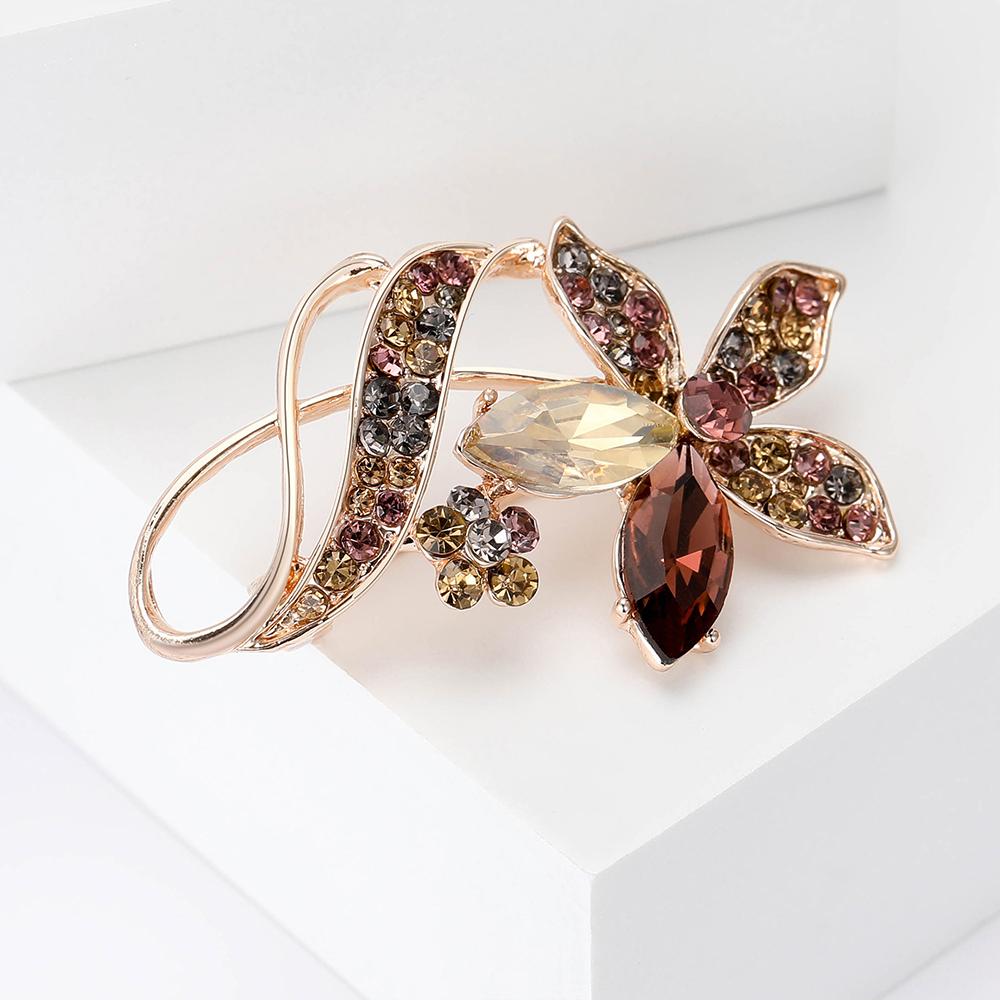 Womens Crystal Flower Brooch Pin Rhinestone Brooches Wedding Jewelry Lapel Gifts