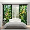 VIKAMA Stained Glass Art Green Leaf Print Curtains Jungle Inspired Nordic Style Curtains Living Room Bedroom Decorative Privacy