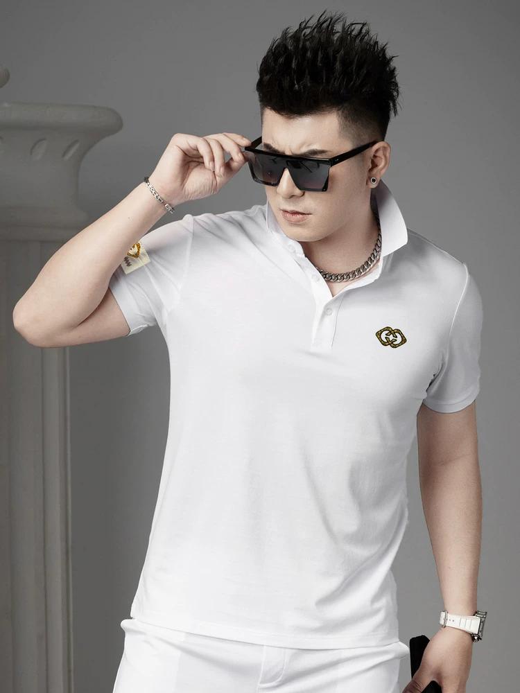 

European Goods Trendy Brand Letter Embroidery Polo Shirt Men s Casual Top 2025 Summer New Slim fit Short sleeve T-shirt Men 3XL трава зеленый