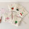 Square Embroidery Cherry Cosmetic Bag Large Capacity Makeup Bag Sanitary Napkin Storage Bag  Women