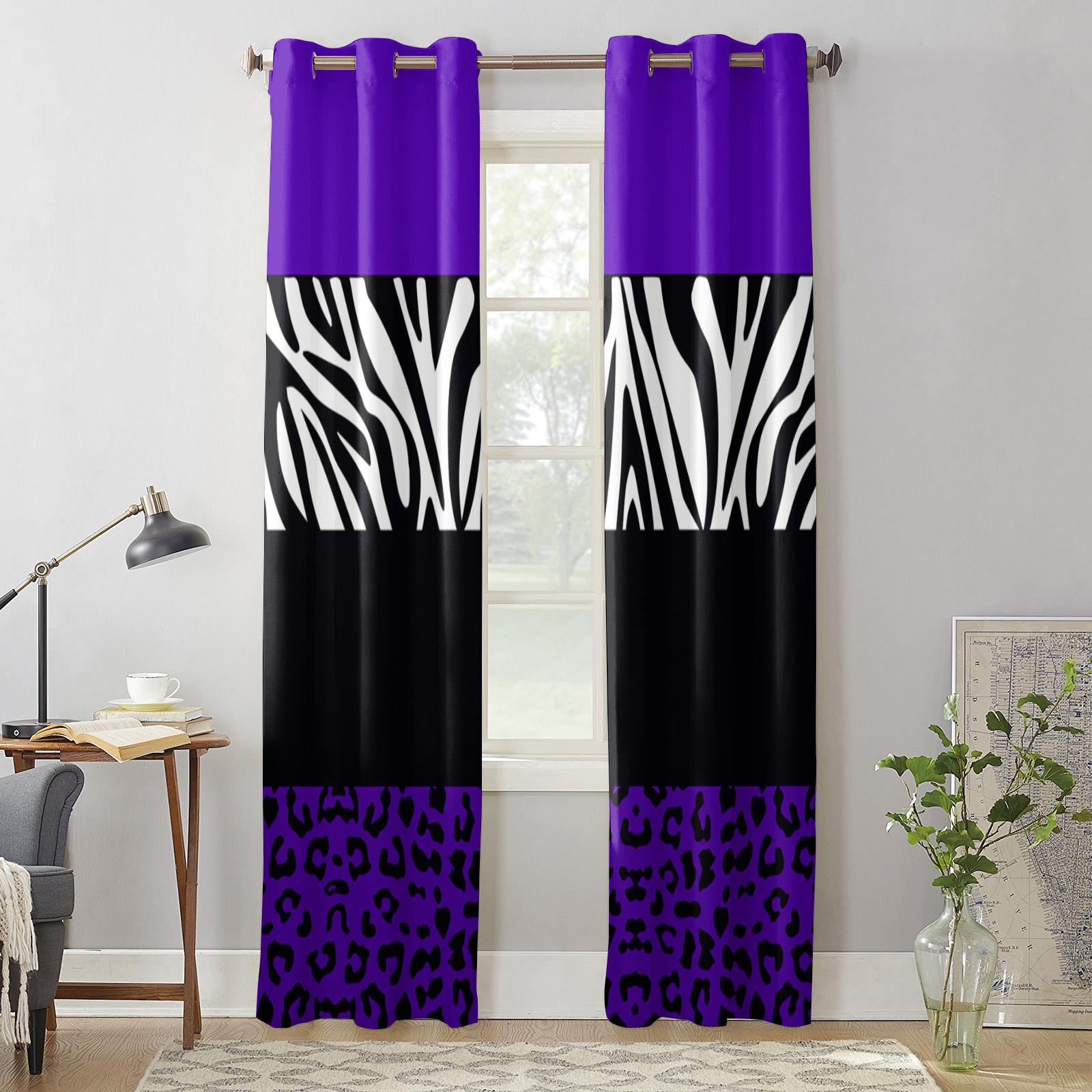 Фиолетовые леопардовые полоски зебры шторы для спальни кухонные шторы для гостиной 135W — фото 4