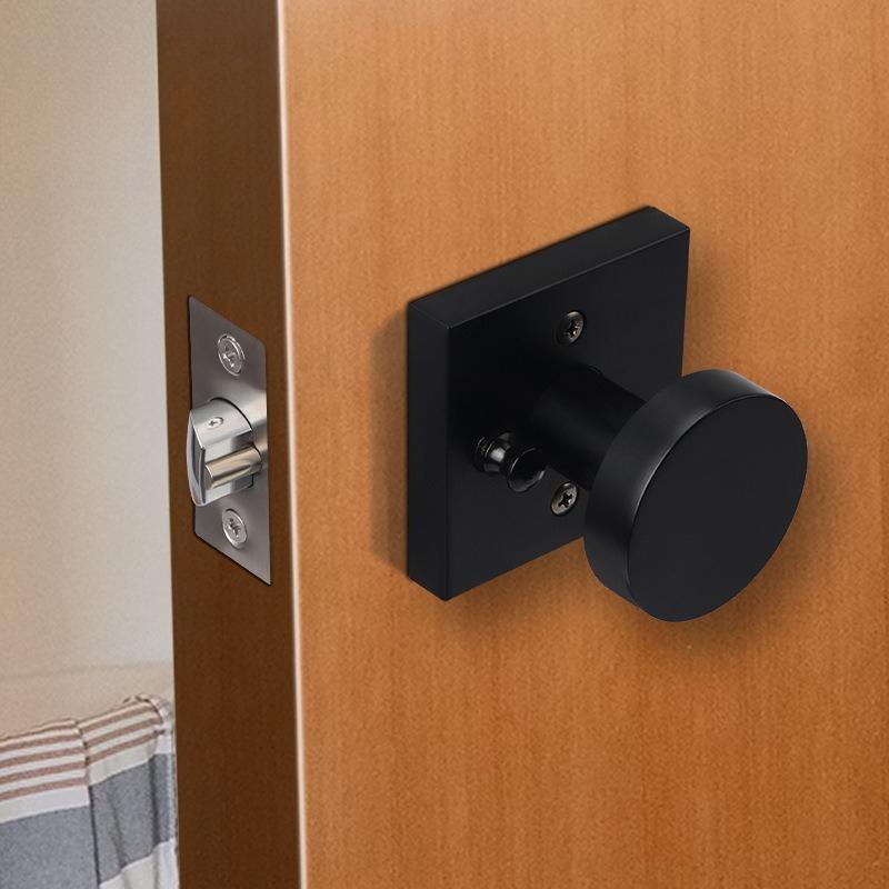 Indoor Home Bathroom Lock Hidden Button Double-sided Latch Door Lock Bedroom Solid Zinc Alloy Gold Double-sided Door Handle