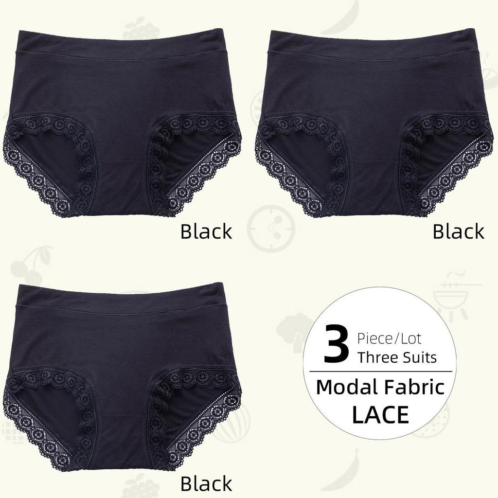 Dámske nohavičky s 3 kusmi/dielnym pásom so stredným vysokým pásom čipka s priedušným bruchom, dámske trojuholníkové nohavice s väčšími veľkosťami, spodná bielizeň, nohavičky