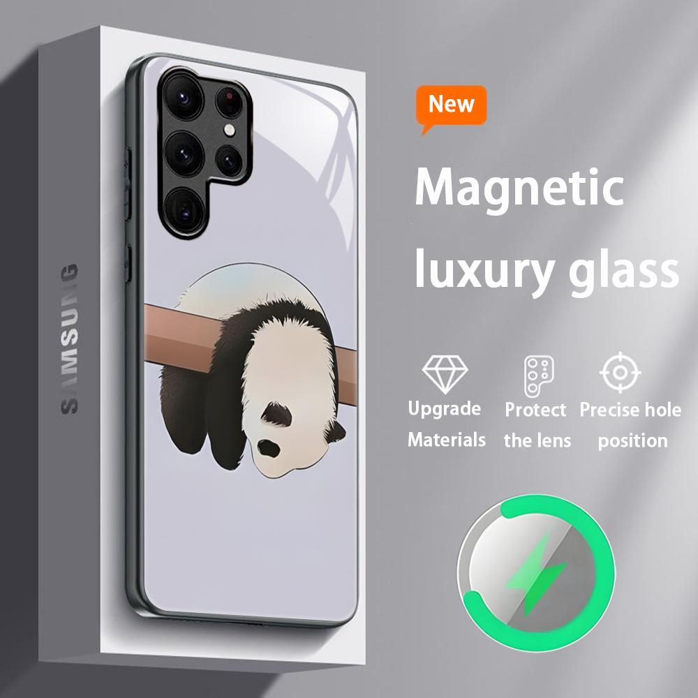 

Panda Popular Cute picture Phone Case For Samsung S25 S24 S23 S22 S21 S20 Plus Ultra Note20 Glass Magnetic Case Samsung S23
